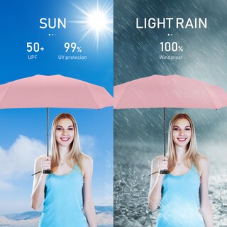 Foto 6 | Foto 6 | Paraguas De Viaje Leagera Compact Con Funda Ligera Rosa - Venta Internacional.