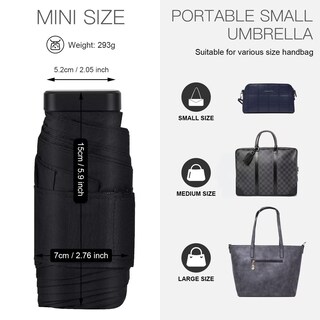 Foto 7 | Foto 7 | Miniparaguas Leagera Compact Impermeable Para Mujer Color Negro Paquete De 2 - Venta Internacional.