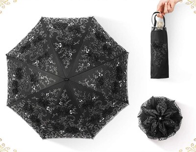 Foto 3 | Foto 3 | Paraguas Honeystore Vintage De Encaje Uv Plegable Para Sol Negro - Venta Internacional.