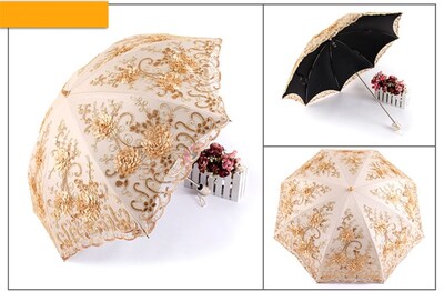 Foto 5 | Foto 5 | Paraguas Honeystore Vintage Lace Con Protección Solar Uv Color Amarillo - Venta Internacional.