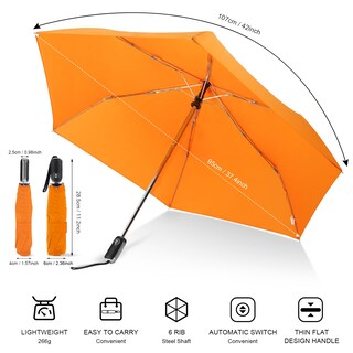 Foto 6 | Foto 6 | Paraguas Leagera Compact Travel Arc 107 Cm Impermeable Naranja - Venta Internacional.