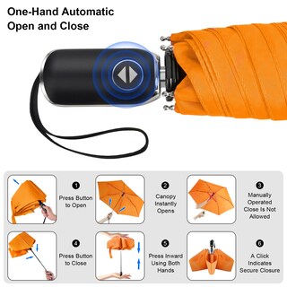 Foto 7 | Foto 7 | Paraguas Leagera Compact Travel Arc 107 Cm Impermeable Naranja - Venta Internacional.