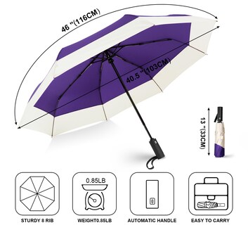Foto 7 | Foto 7 | Paraguas Leagera Compact Small Travel Arc 116 Cm Color Morado Oscuro - Venta Internacional.