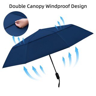 Foto 3 | Foto 3 | Paraguas De Viaje Tradmall Con Dosel Con Doble Ventilación 114 Cm Azul Marino - Venta Internacional.