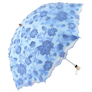 Foto 1 | Foto 1 | Sombrilla Umbrella Honeystore Diseño Vintage Con Encaje Uv Color Azul - Venta Internacional.