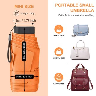 Foto 5 | Foto 5 | Paraguas Leagera Compact Travel Con Funda Ligera Naranja - Venta Internacional.