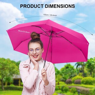 Foto 2 | Foto 2 | Paraguas De Viaje Leagera Compact Mini Lightweight Rose Red - Venta Internacional.