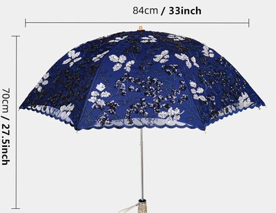 Foto 7 | Foto 7 | Sombrilla Solar Umbrella Honeystore Con Encaje Uv Diseño Vintage Plegable Azul Marino - Venta Internacional.