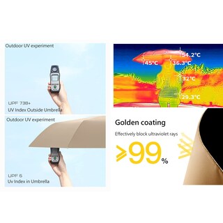 Foto 6 | Foto 6 | Umbrella Bifrost De Erised Ligera Pequeña Compacta De Viaje Dorada - Venta Internacional.