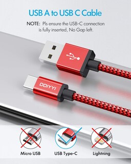 Foto 7 | Foto 7 | Cable Cargador Usb-c Ddiyyi Paquete De 3 M Compatible Con Kindle Red - Venta Internacional.