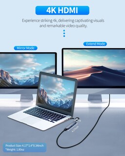 Foto 4 | Foto 4 | Estación De Acoplamiento Usb C Hub Zyerch 7 En 1 4k Hdmi 100 W Pd - Venta Internacional.