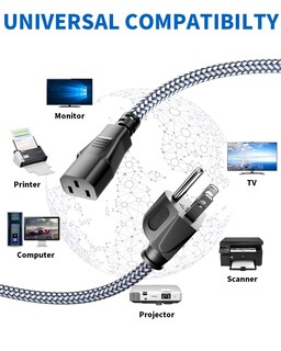 Foto 2 | Foto 2 | Cable De Alimentación Riksoin De 3 Pines Trenzado De 10 Pies/3 M Ac 10 A 110 V-250 V - Venta Internacional.