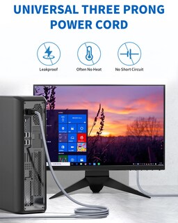 Foto 7 | Foto 7 | Cable De Alimentación Riksoin De 3 Pines Trenzado De 10 Pies/3 M Ac 10 A 110 V-250 V - Venta Internacional.