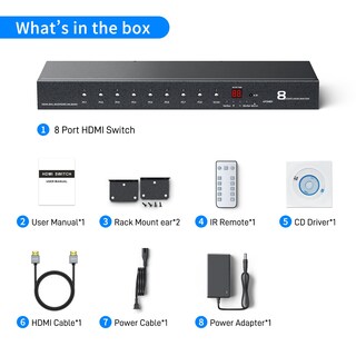 Foto 7 | Foto 7 | Conmutador Hdmi Yinker De 8 Puertos 4k 60 Hz Con Cable Hdmi De 5 Pies Y Accesorios - Venta Internacional.