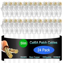 Cable De Conexión Ethernet Lysymixs Cat6a Slim 30 Cm Paquete De 24 Unidades Blanco - Venta Internacional.