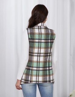Foto 6 | Foto 6 | Chaleco De Lana A Cuadros Idealsanxun Para Mujer 2024 Otoño Invierno Verde M - Venta Internacional.