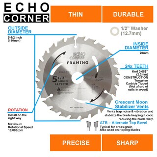 Foto 3 | Foto 3 | Hojas De Sierra Circular Echo Corner 5-1/2 48t+24t Heavy Duty - Venta Internacional.