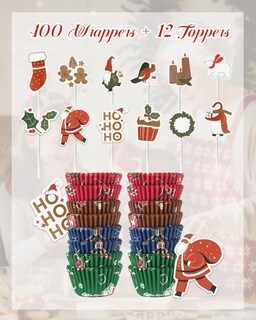 Foto 3 | Foto 3 | Forros Para Magdalenas Bake Choice Christmas Con Adornos 400 Unidades - Venta Internacional.