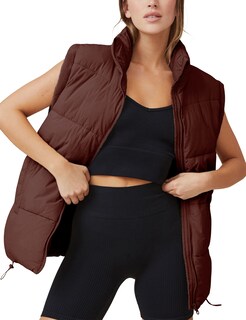 Foto 1 | Foto 1 | Chaleco Acolchado Athlisan Para Mujer Cuello Alto Acolchado Color Marrón - Venta Internacional.