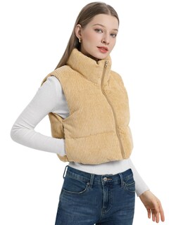 Foto 4 | Foto 4 | Chaleco Acolchado Corto De Pana Linkfu Para Mujer Con Bolsillos - Venta Internacional.