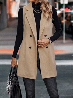 Foto 3 | Foto 3 | Chaqueta Blazer De Tweed Sin Mangas Largas Idealsanxun Para Mujer - Venta Internacional.