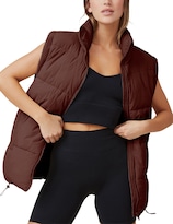 Chaleco Acolchado Athlisan Para Mujer  Cuello Alto  Acolchado  Color Marrón - Venta Internacional.