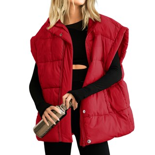 Foto 1 | Foto 1 | Chaleco Acolchado Songling Oversize Para Mujer Rojo Talla S - Venta Internacional.