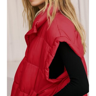 Foto 2 | Foto 2 | Chaleco Acolchado Songling Oversize Para Mujer Rojo Talla S - Venta Internacional.