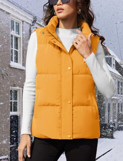 Foto 2 | Foto 2 | Chaleco Acolchado Yucolen Para Mujer Relleno De Plumón Amarillo Poliéster - Venta Internacional.