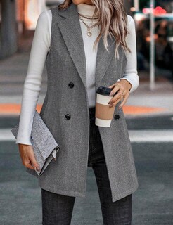 Foto 5 | Foto 5 | Chaqueta Blazer De Tweed Sin Mangas Largas Idealsanxun Para Mujer - Venta Internacional.