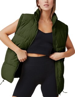 Foto 1 | Foto 1 | Chaleco Acolchado Athlisan Para Mujer Color Verde Militar Talla M Con Cuello Alto - Venta Internacional.