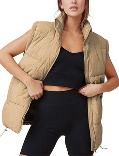 Foto 1 | Foto 1 | Chaleco Acolchado Athlisan Con Cuello Alto Para Mujer Color Caqui - Venta Internacional.