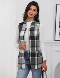 Foto 3 | Foto 3 | Chaleco Idealsanxun De Lana A Cuadros Para Mujer Color Gris Talla Xl - Venta Internacional.