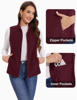 Foto 6 | Foto 6 | Chaleco Magcomsen De Forro Polar Ligero Para Mujer Color Rojo Vino L - Venta Internacional.