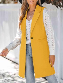 Foto 2 | Foto 2 | Chaleco Idealsanxun De Lana Para Mujer Chaqueta Blazer Amarilla Xl - Venta Internacional.