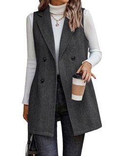 Foto 1 | Foto 1 | Chaqueta Blazer De Tweed Sin Mangas Largas Idealsanxun Para Mujer - Venta Internacional.