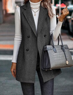 Foto 3 | Foto 3 | Chaqueta Blazer De Tweed Sin Mangas Largas Idealsanxun Para Mujer - Venta Internacional.