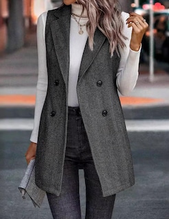 Foto 4 | Foto 4 | Chaqueta Blazer De Tweed Sin Mangas Largas Idealsanxun Para Mujer - Venta Internacional.