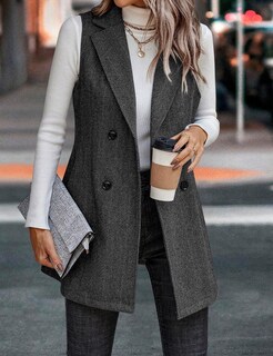 Foto 5 | Foto 5 | Chaqueta Blazer De Tweed Sin Mangas Largas Idealsanxun Para Mujer - Venta Internacional.