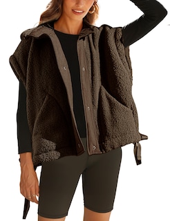 Foto 1 | Foto 1 | Chaleco Polar Nicfazy Para Mujer Sin Mangas Con Botones Marrón - Venta Internacional.