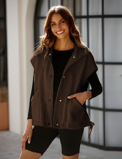 Foto 6 | Foto 6 | Chaleco Polar Nicfazy Para Mujer Sin Mangas Con Botones Marrón - Venta Internacional.