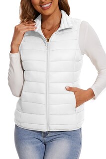 Foto 1 | Foto 1 | Chaleco Smeng Para Mujer De Plumón Blanco Para Invierno Talla L - Venta Internacional.