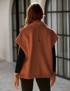 Foto 4 | Foto 4 | Chaleco Polar Nicfazy Para Mujer Chaqueta Sherpa Con Botones Naranja - Venta Internacional.