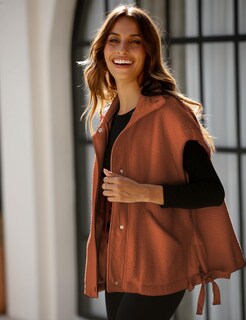 Foto 6 | Foto 6 | Chaleco Polar Nicfazy Para Mujer Chaqueta Sherpa Con Botones Naranja - Venta Internacional.