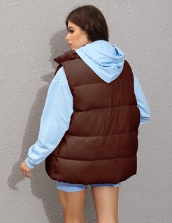 Foto 4 | Foto 4 | Chaleco Acolchado Athlisan Para Mujer Color Marrón Con Cuello Alto Talla Xl - Venta Internacional.