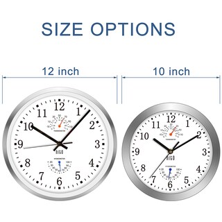 Foto 3 | Foto 3 | Reloj De Pared Hito Silent De 12 Pulgadas Con Marco De Aluminio Plateado - Venta Internacional.