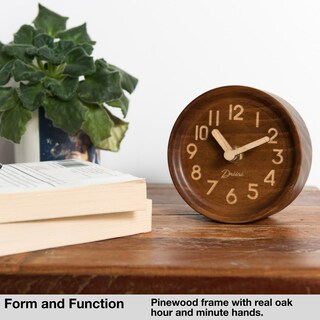 Foto 2 | Foto 2 | Reloj De Sobremesa Driini Analógico Madera De Pino 11 Cm Madera De Pino Oscura - Venta Internacional.