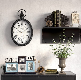 Foto 7 | Foto 7 | Reloj De Pared Mterry Pequeño Retro Ovalado Diseño Antiguo Negro - Venta Internacional.