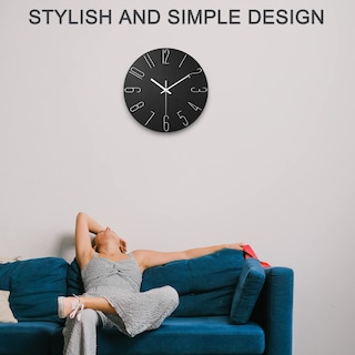 Foto 3 | Foto 3 | Reloj De Pared Faupugh  Funciona Con Pilas  30 Cm  Negro Silencioso - Venta Internacional.