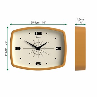 Foto 4 | Foto 4 | Reloj De Pared Jones Clocks Movie Retro 25 5 X 19 5 Cm Color Amarillo Mostaza - Venta Internacional.
